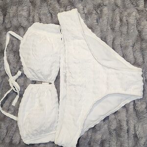 White Textured Bikini Set